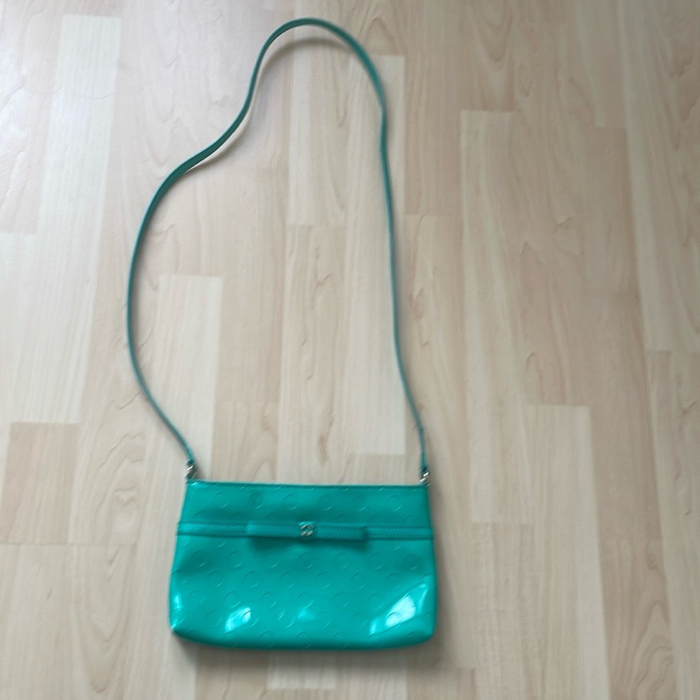 Kate Spade Camellia Street Amy green patent leather crossbody purse bag